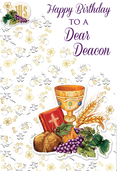 86894 deacon birthday - 4 1/2 x 6 3/4 - pearl and gold foil decoration & embossed
